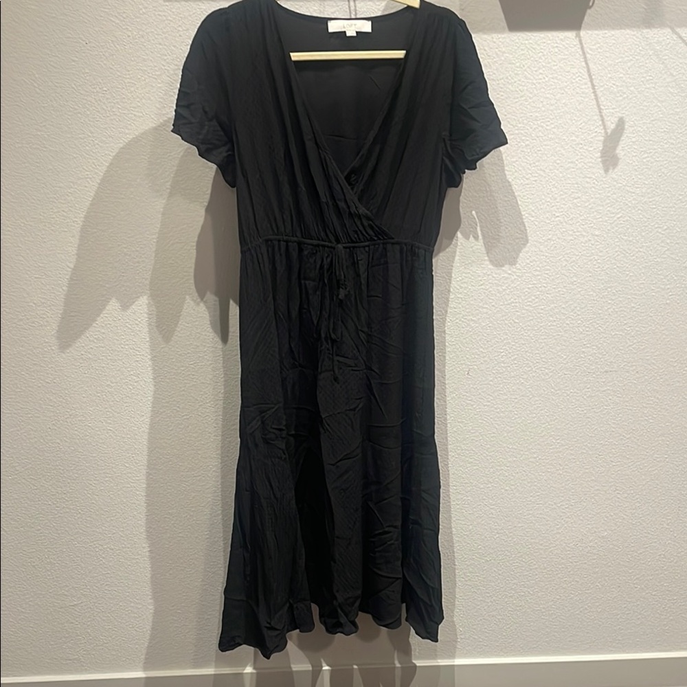 LOFT Black Midi Dress Size M